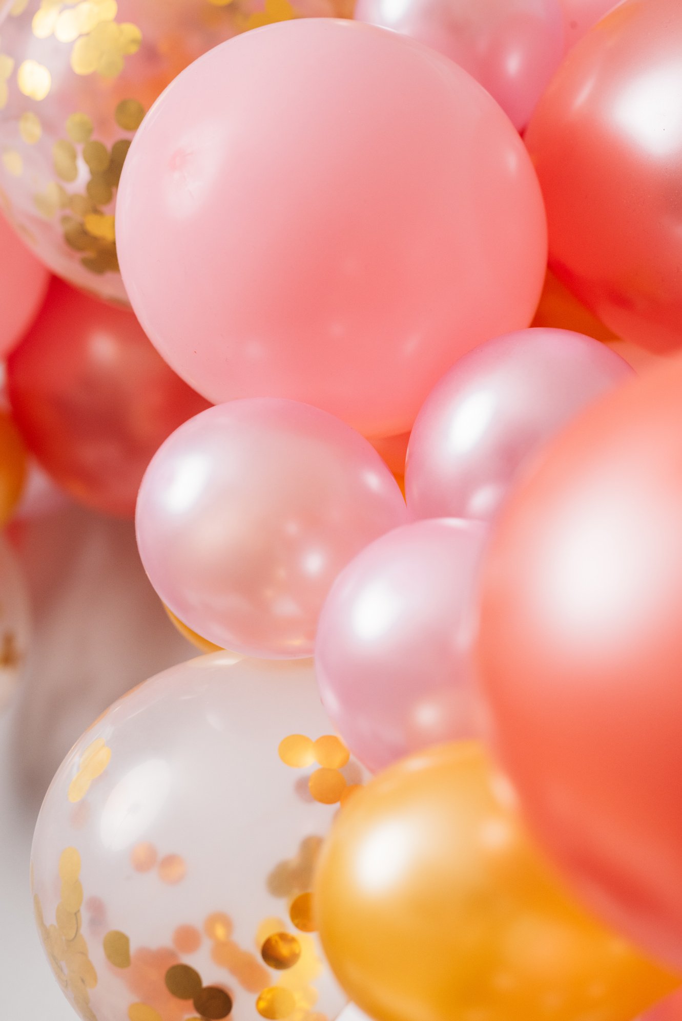 Pink golden balloon garland